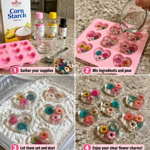 Cornstarch clear flower charms for jewelry and craft projects