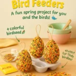 Whimsical Easter-themed bird feeder shaped like an egg for gardens.