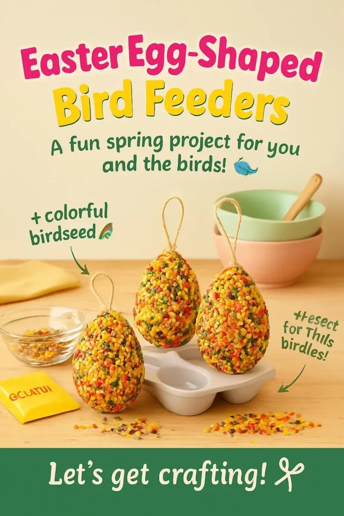Whimsical Easter-themed bird feeder shaped like an egg for gardens.