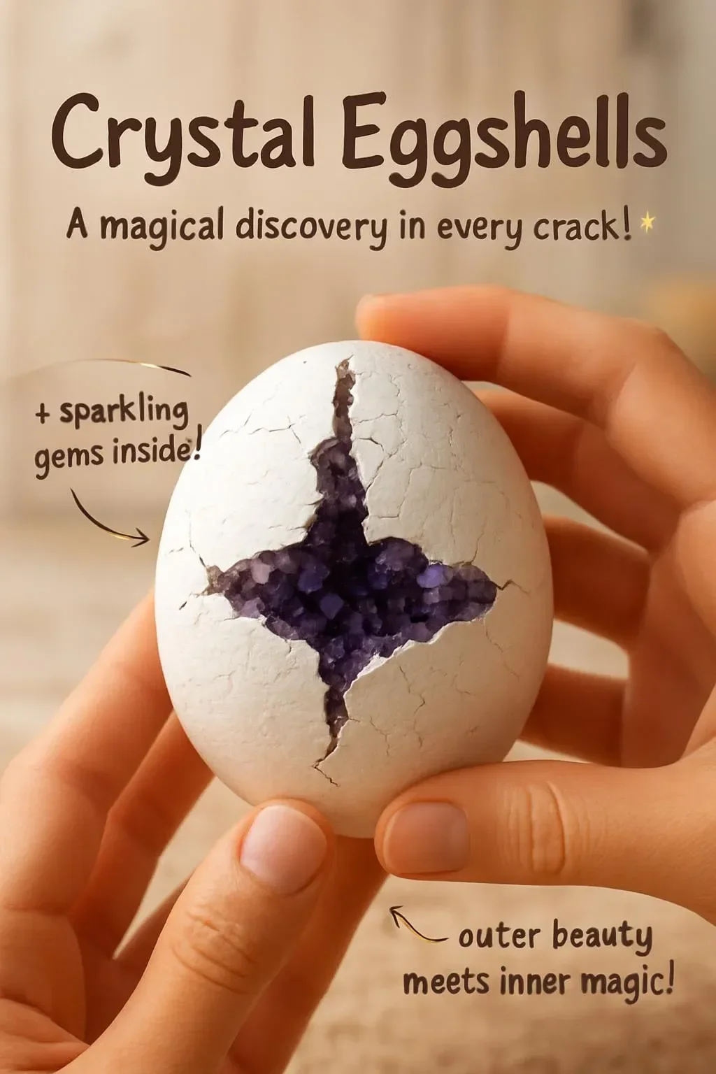 An exquisite collection of Crystal Eggshells in various colors and patterns.