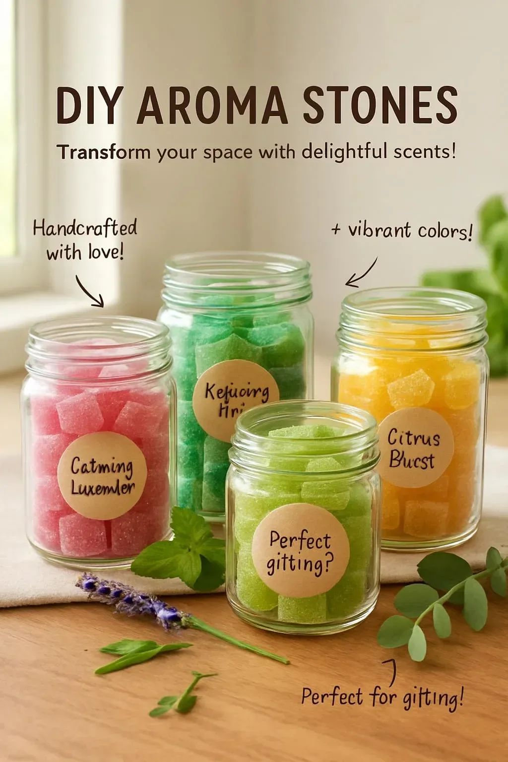 Handmade DIY aroma stones for essential oils and home fragrance.