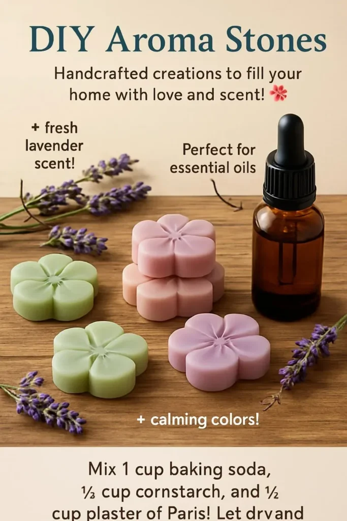 Colorful DIY aroma stones infused with essential oils for home fragrance.