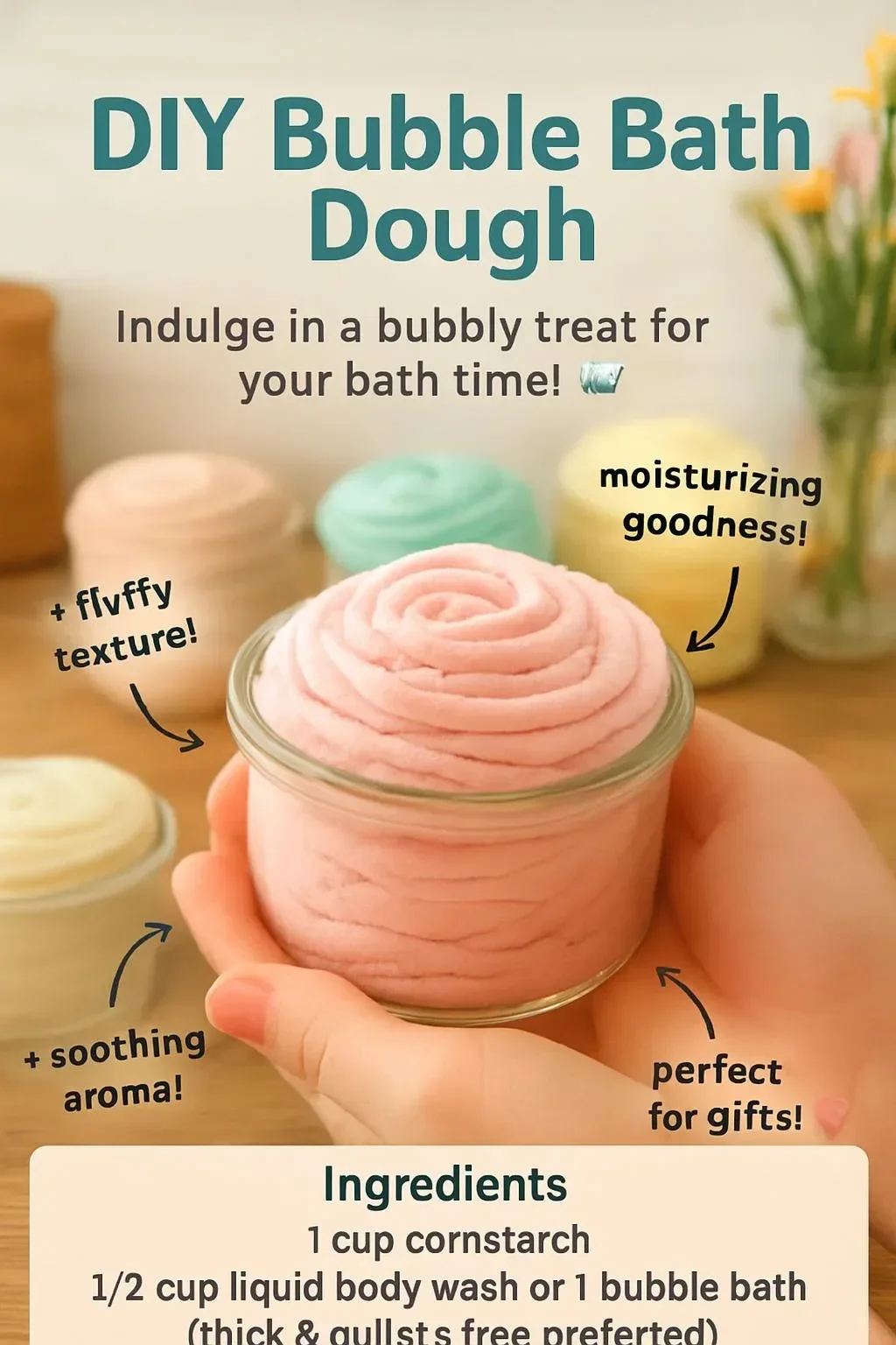 Colorful DIY bubble bath dough for a relaxing bath experience