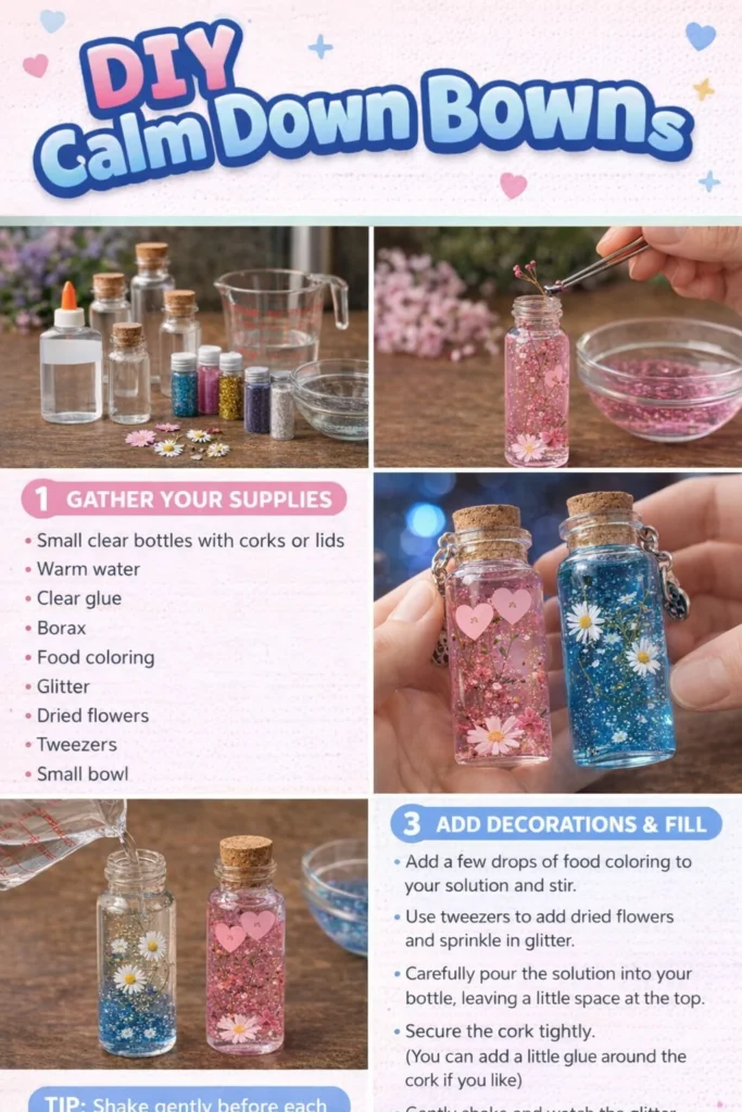 DIY Calm Down Bottles for soothing anxiety and promoting relaxation