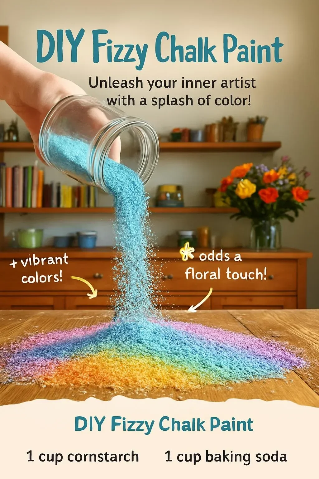 DIY fizzy chalk paint with vibrant colors for creative projects.