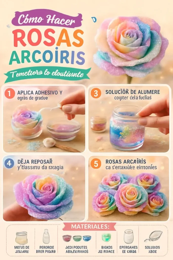 Colorful DIY Rainbow Crystal Flowers for unique home decor