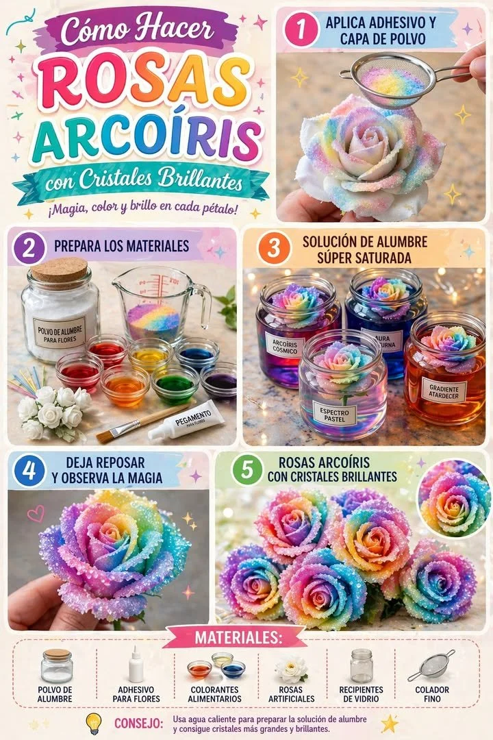 DIY Rainbow Crystal Flowers