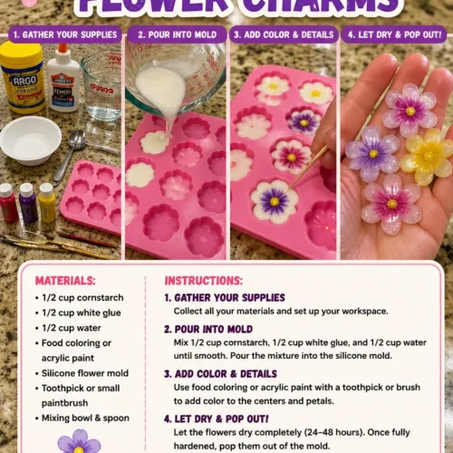 DIY cornstarch flower charms for easy crafting