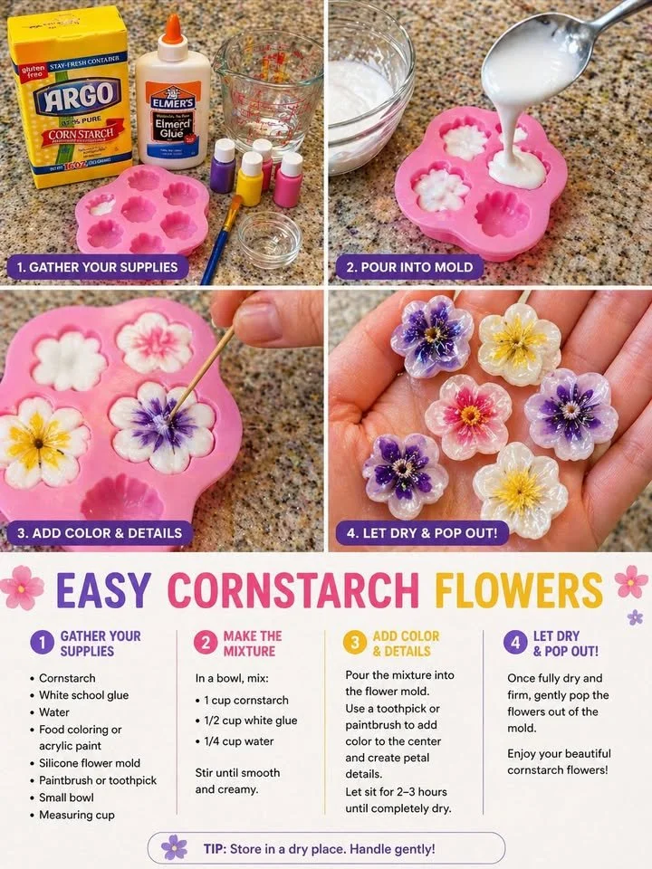 Easy Cornstarch Flower Charms