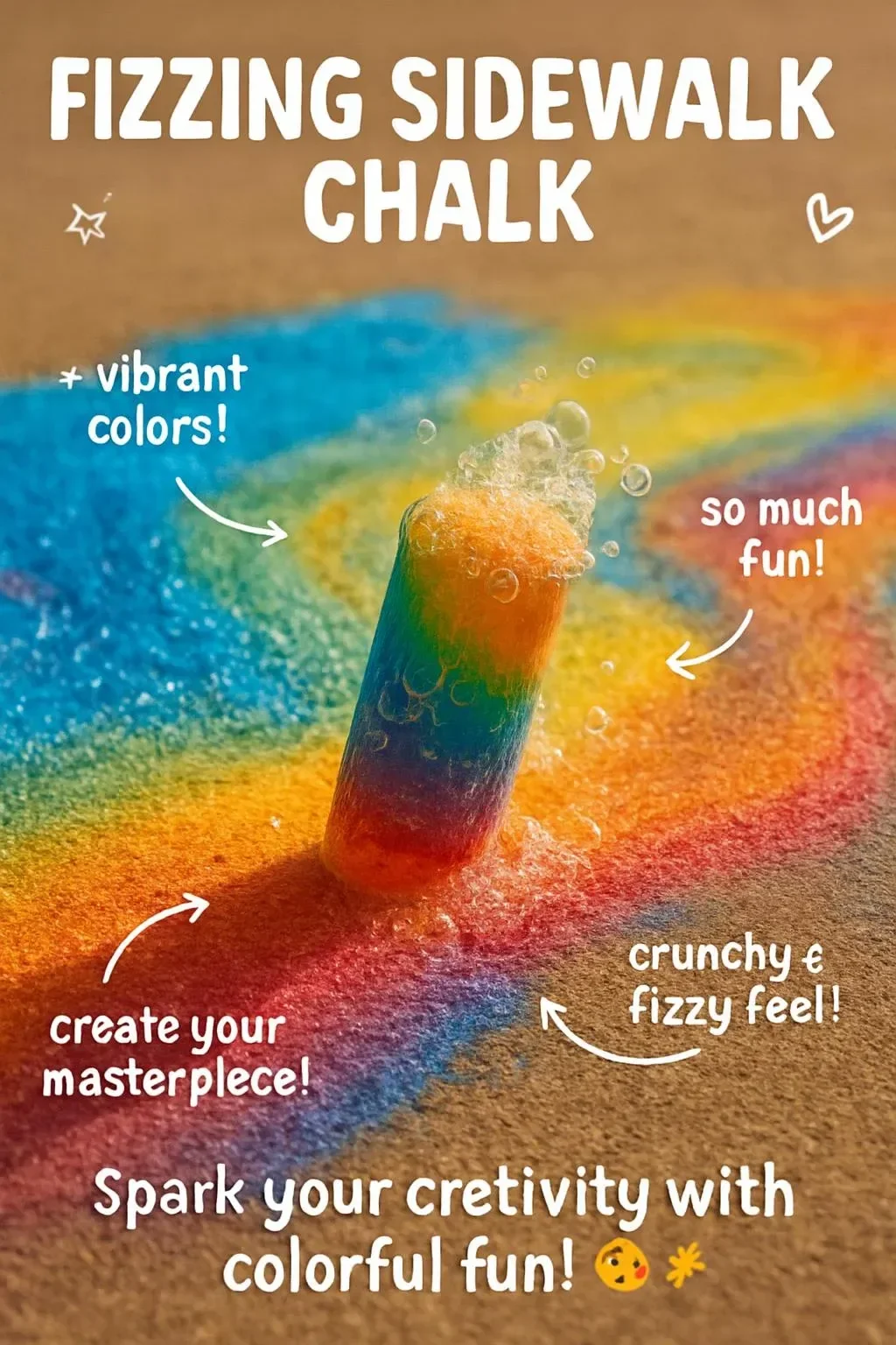 Colorful fizzing sidewalk chalk for outdoor art activities