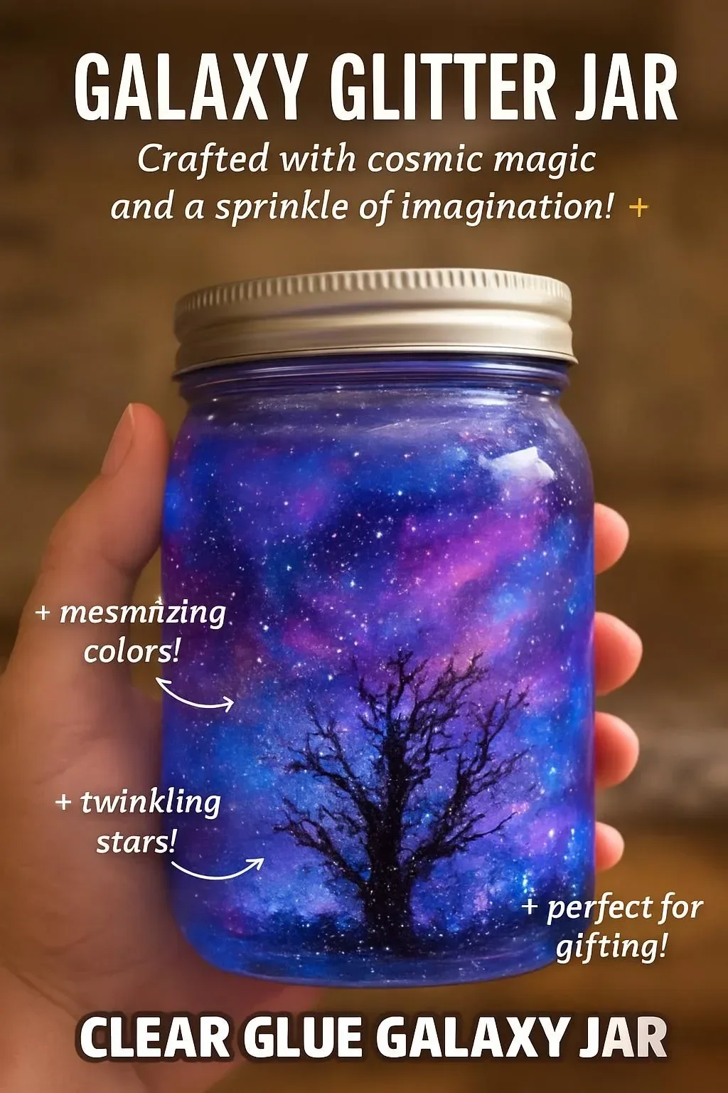 Galaxy Glitter Jar for crafting and DIY projects featuring vibrant cosmic colors.