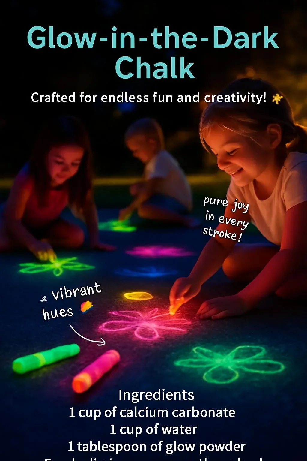 Glow-in-the-Dark Chalk in vibrant colors for nighttime creativity