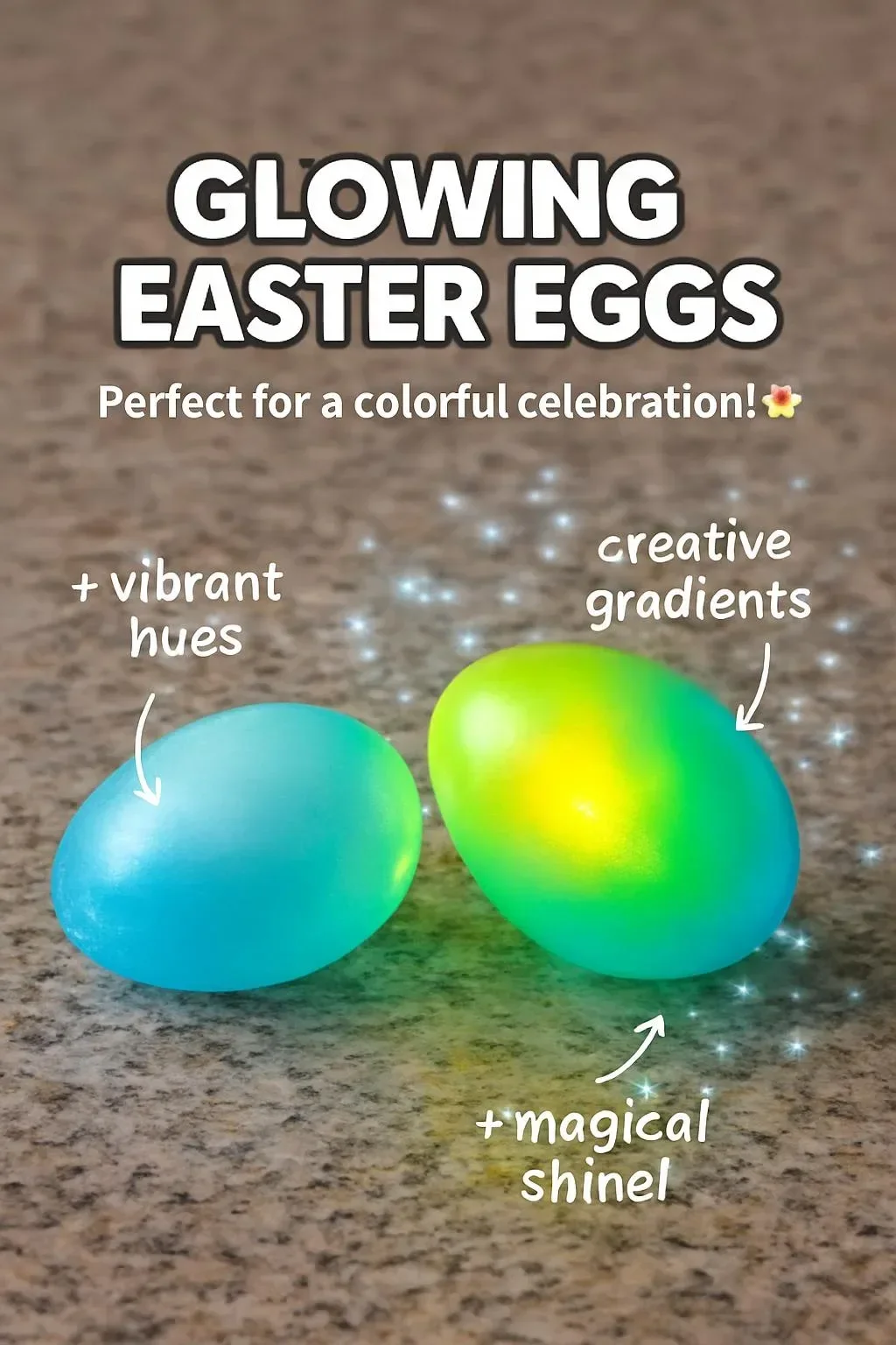 Colorful glowing Easter eggs illuminated for festive decoration