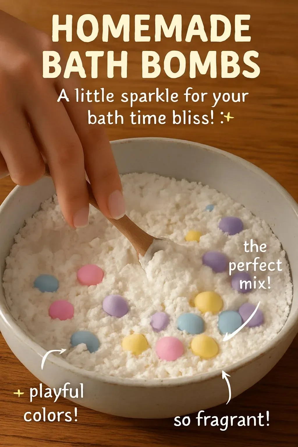 Colorful homemade bath bombs displayed in a rustic setting