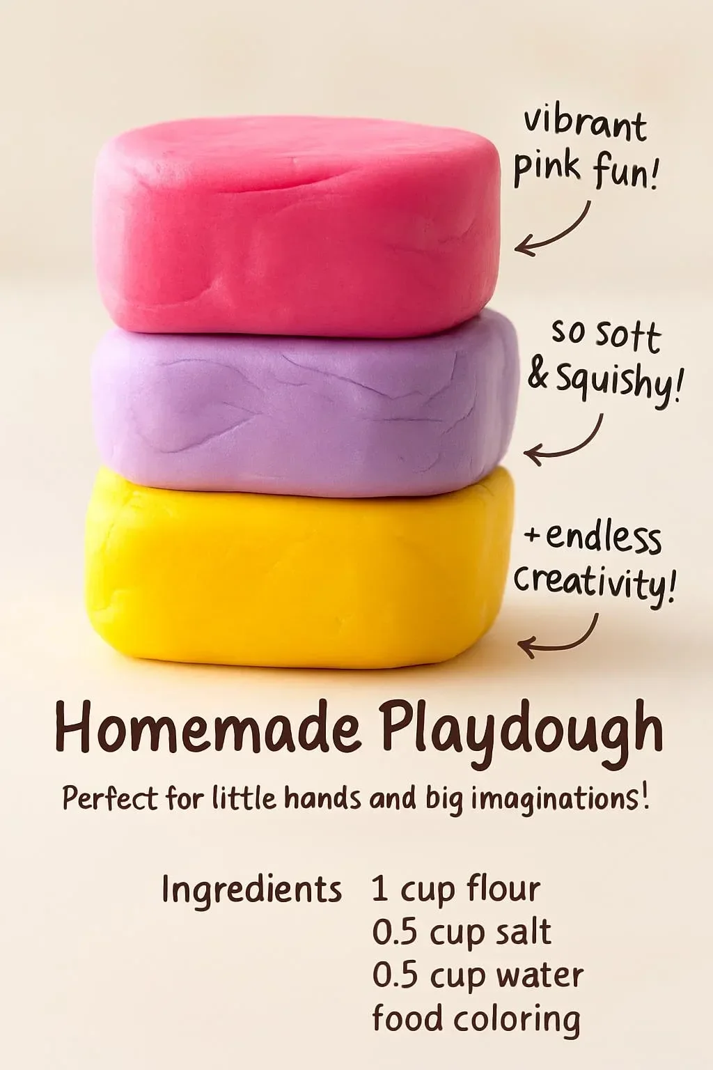 Colorful homemade playdough for kids' crafts and activities