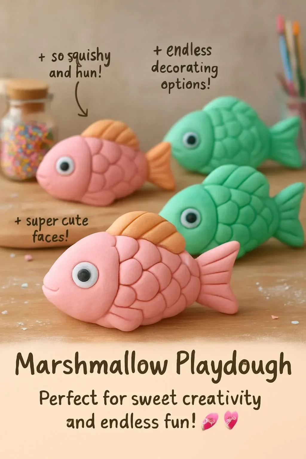 Colorful marshmallow playdough for creative kids' activities and crafts