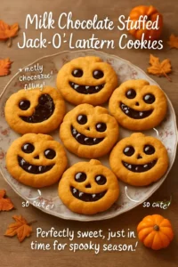 Milk Chocolate Stuffed Jack-O-Lantern Cookies