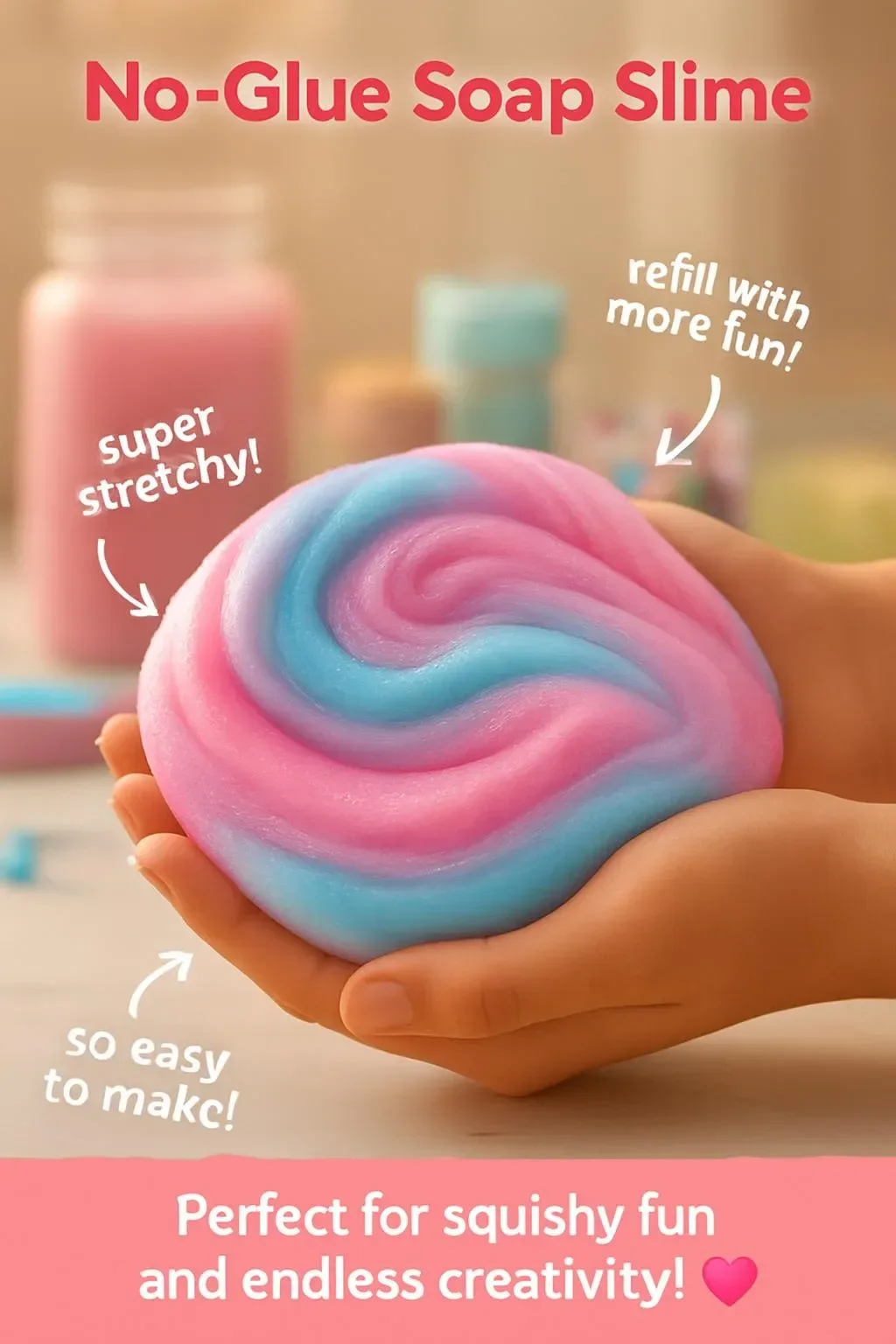 Colorful no-glue soap slime for sensory play and creativity