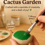 Colorful painted rocks in a beautiful cactus garden setting