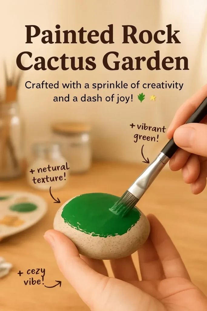 Colorful painted rocks in a beautiful cactus garden setting