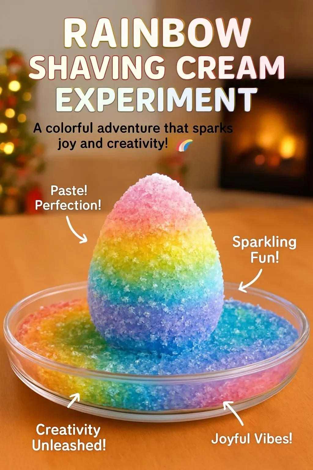 Colorful rainbow shaving cream experiment demonstrating creative uses and techniques.