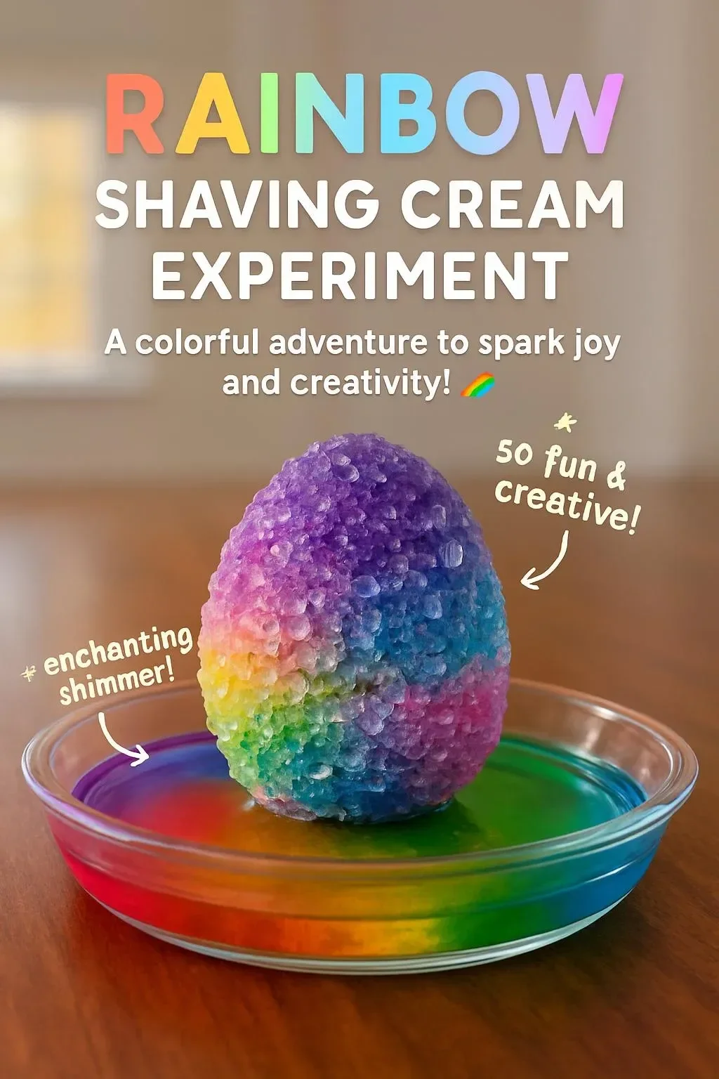 Colorful rainbow shaving cream experiment showcasing vibrant patterns.