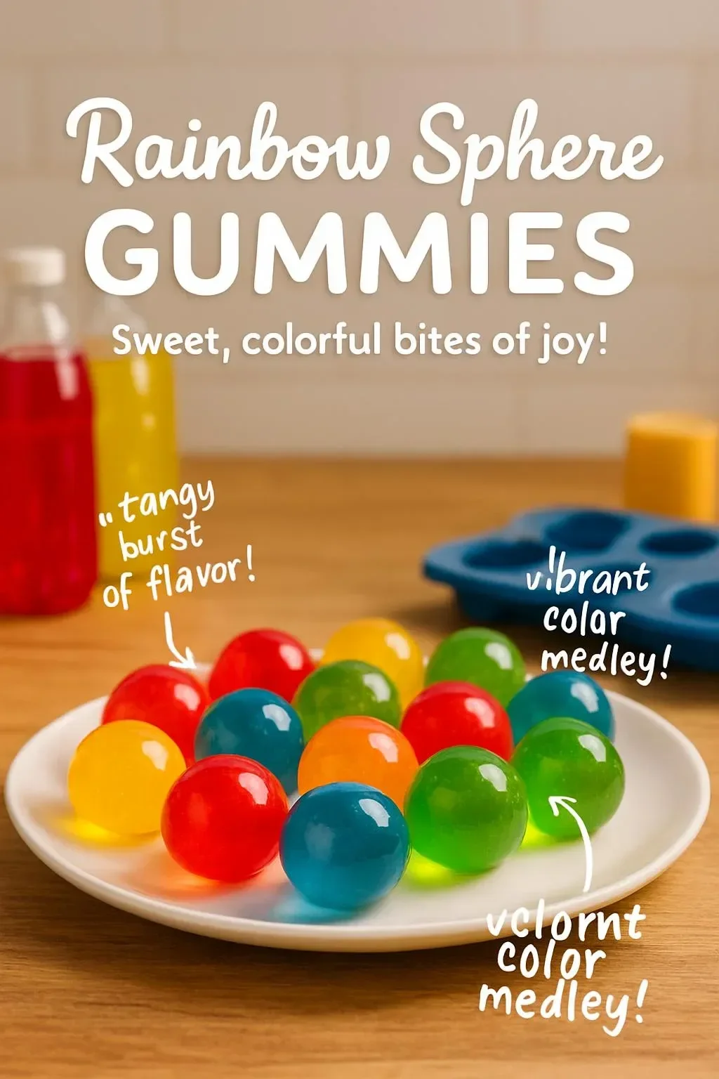 Colorful Rainbow Sphere Gummies in a clear packaging showcasing their vibrant hues.