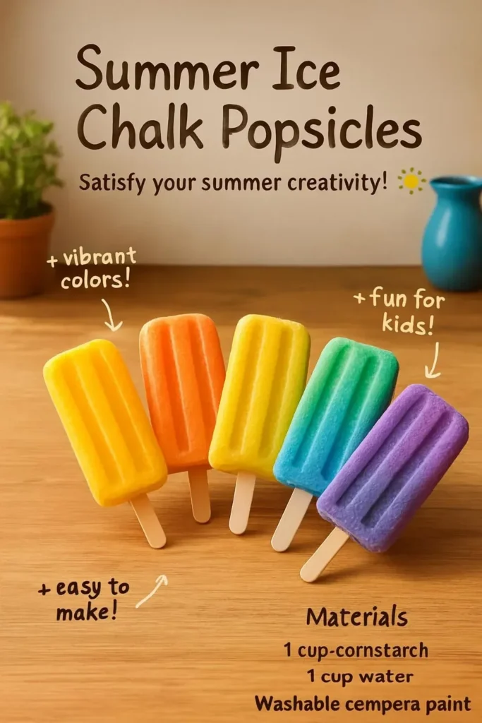 Colorful Ice Chalk Popsicles melting in the summer sun