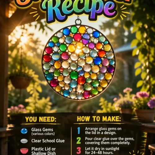 Colorful suncatcher crafted using a simple recipe for vibrant home decor.