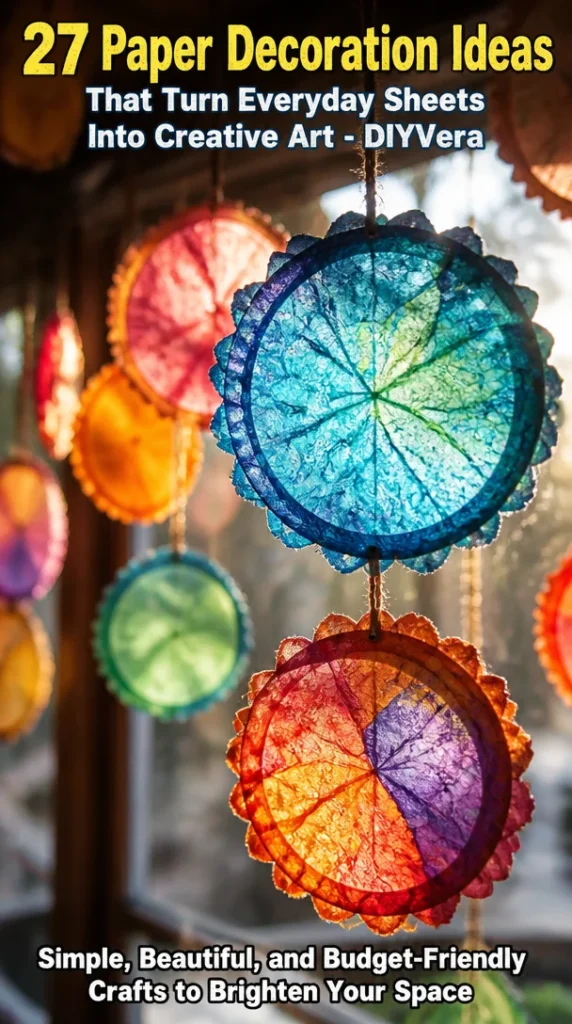 Colorful paper decoration ideas showcasing creative art made from everyday sheets.