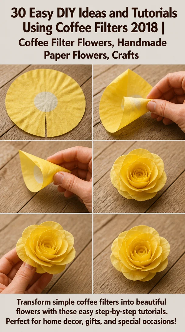 30 Easy DIY Ideas and Tutorials Using Coffee Filters 2018 | Coffee Filter Flowers, Handmade Paper Flowers, Crafts
