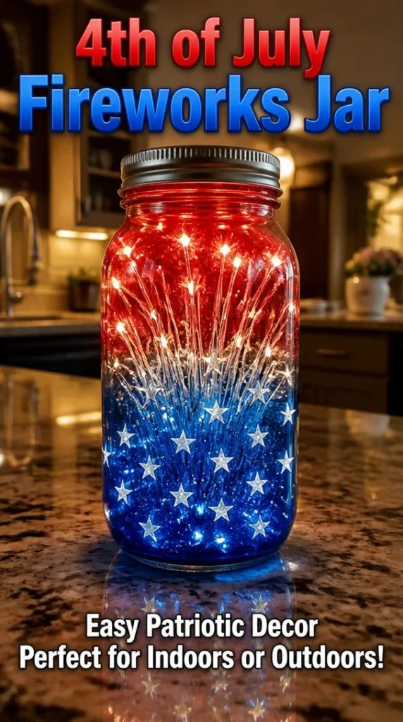 Colorful 4th of July fireworks jar for festive celebrations
