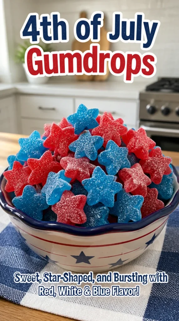 Colorful July gumdrops for 4th of July celebrations and desserts