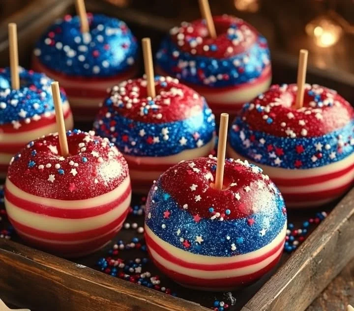 4th of July Swirl Candy Apples