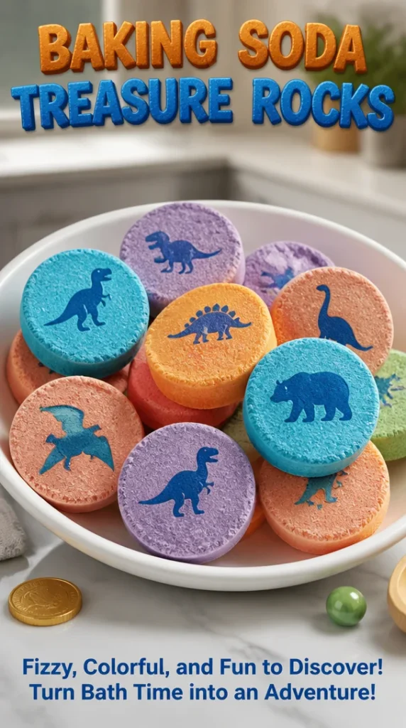Colorful Baking Soda Treasure Rocks crafted with natural ingredients