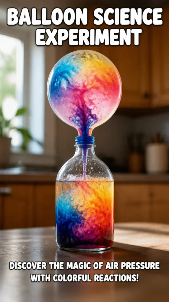 Child conducting a balloon science experiment demonstrating physics principles
