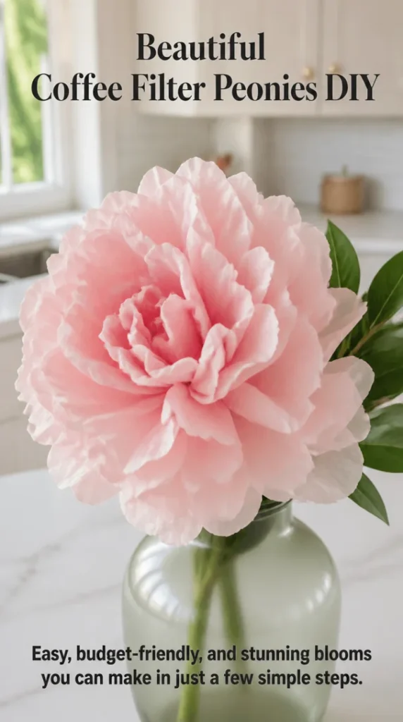 Beautiful DIY Coffee Filter Peonies in a decorative arrangement