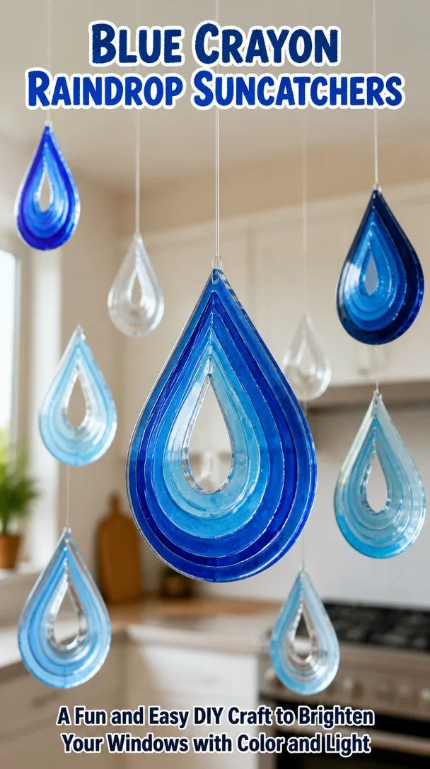 Blue Crayon Raindrop Suncatchers