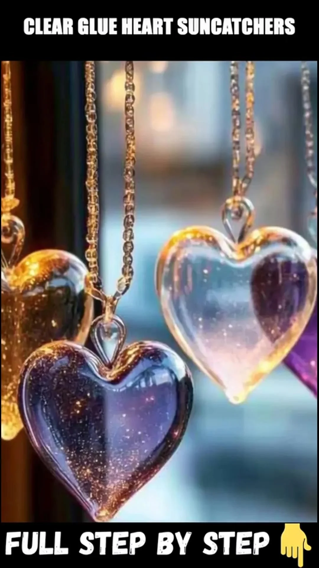 Clear Glue Heart Suncatchers