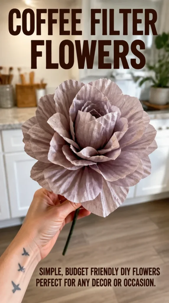 Colorful coffee filter flowers crafted for home decor