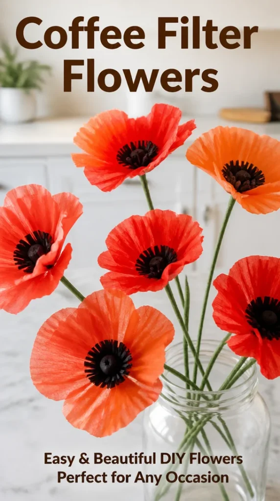 DIY coffee filter flowers in vibrant colors for home decor