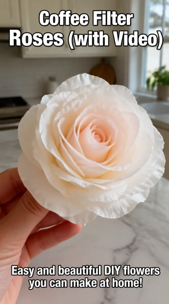 DIY Coffee Filter Roses tutorial video showcasing step-by-step instructions