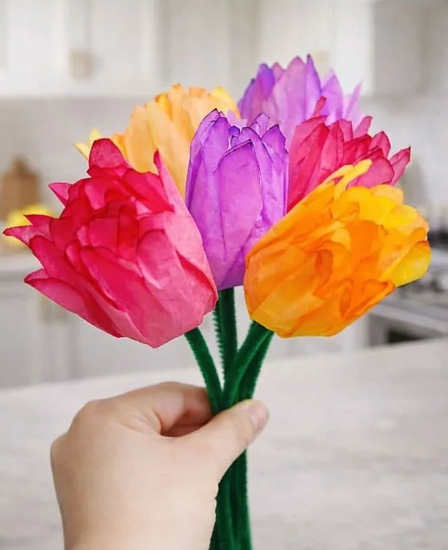 Coffee Filter Tulips - Easy Coffee Filter Flower Craft