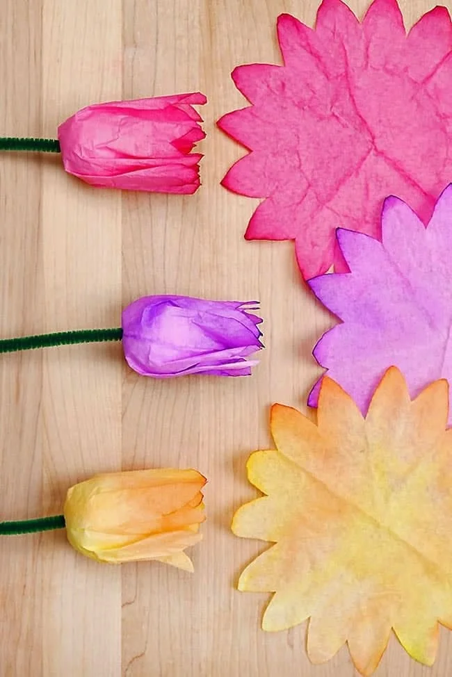 Coffee Filter Tulips - Easy Coffee Filter Flower Craft