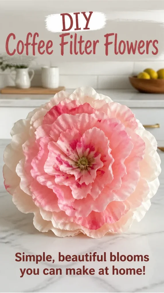 Colorful DIY coffee filter flowers for home decoration