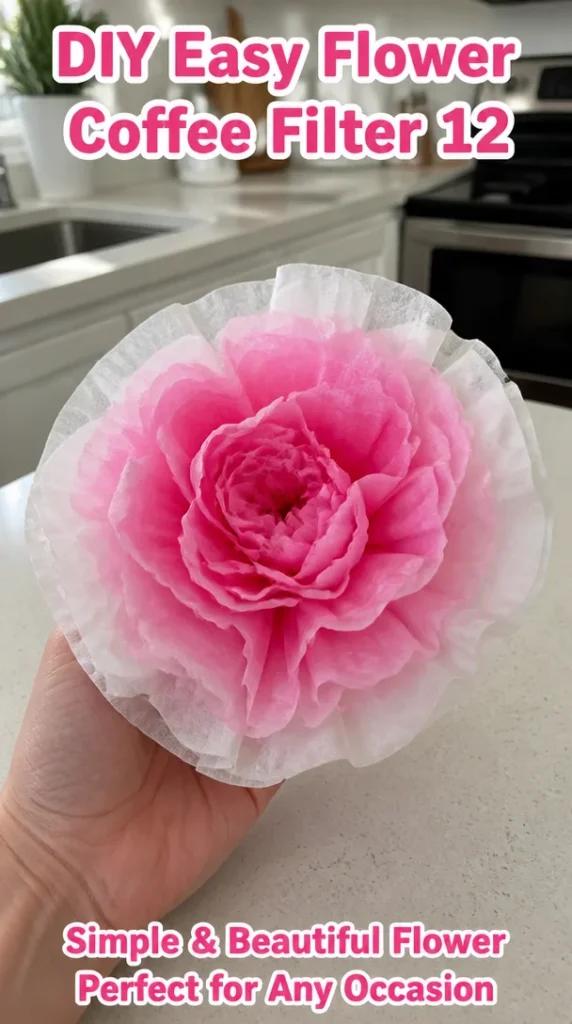 DIY flower coffee filter craft project for home decoration