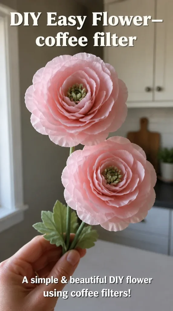 DIY coffee filter flower craft tutorial