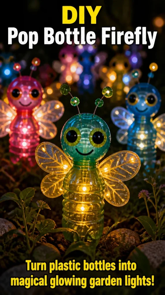 DIY pop bottle firefly craft glowing in the dark