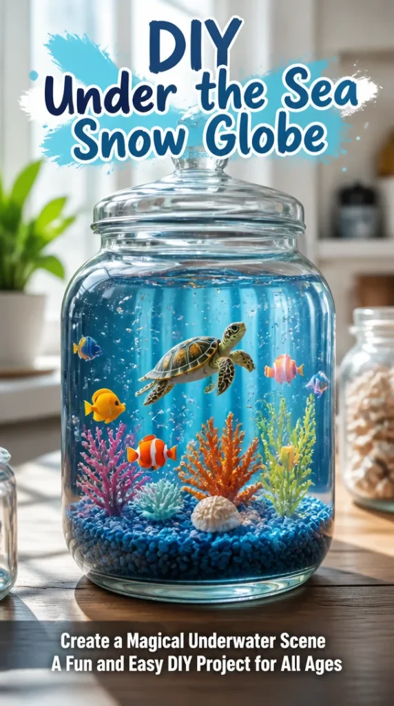 DIY Under the Sea snow globe with ocean-themed decor elements