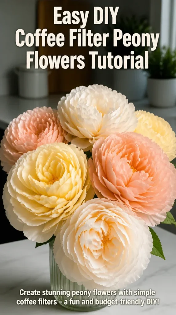 DIY coffee filter peony flowers tutorial